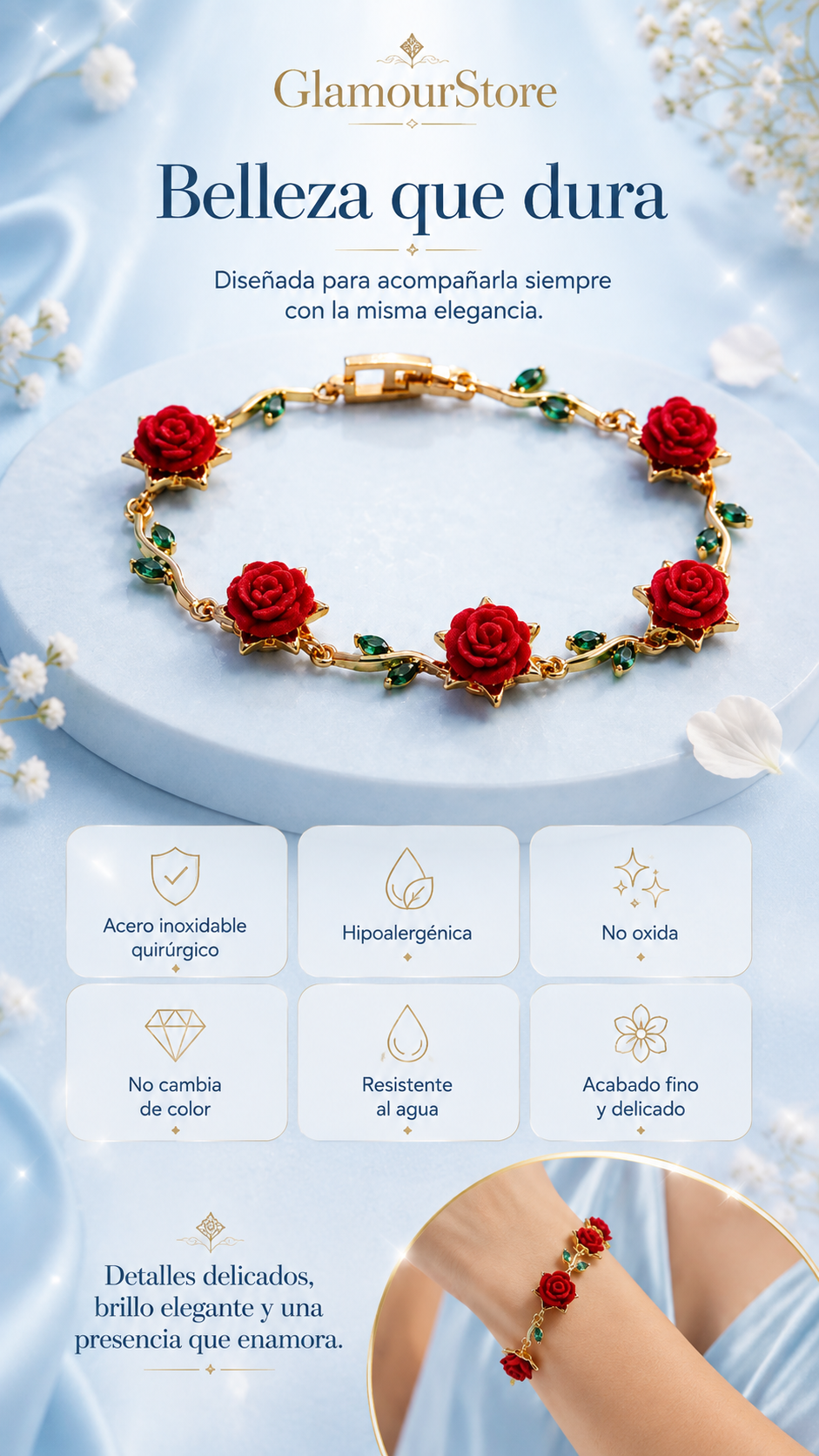 Pulsera Rosa Eterna