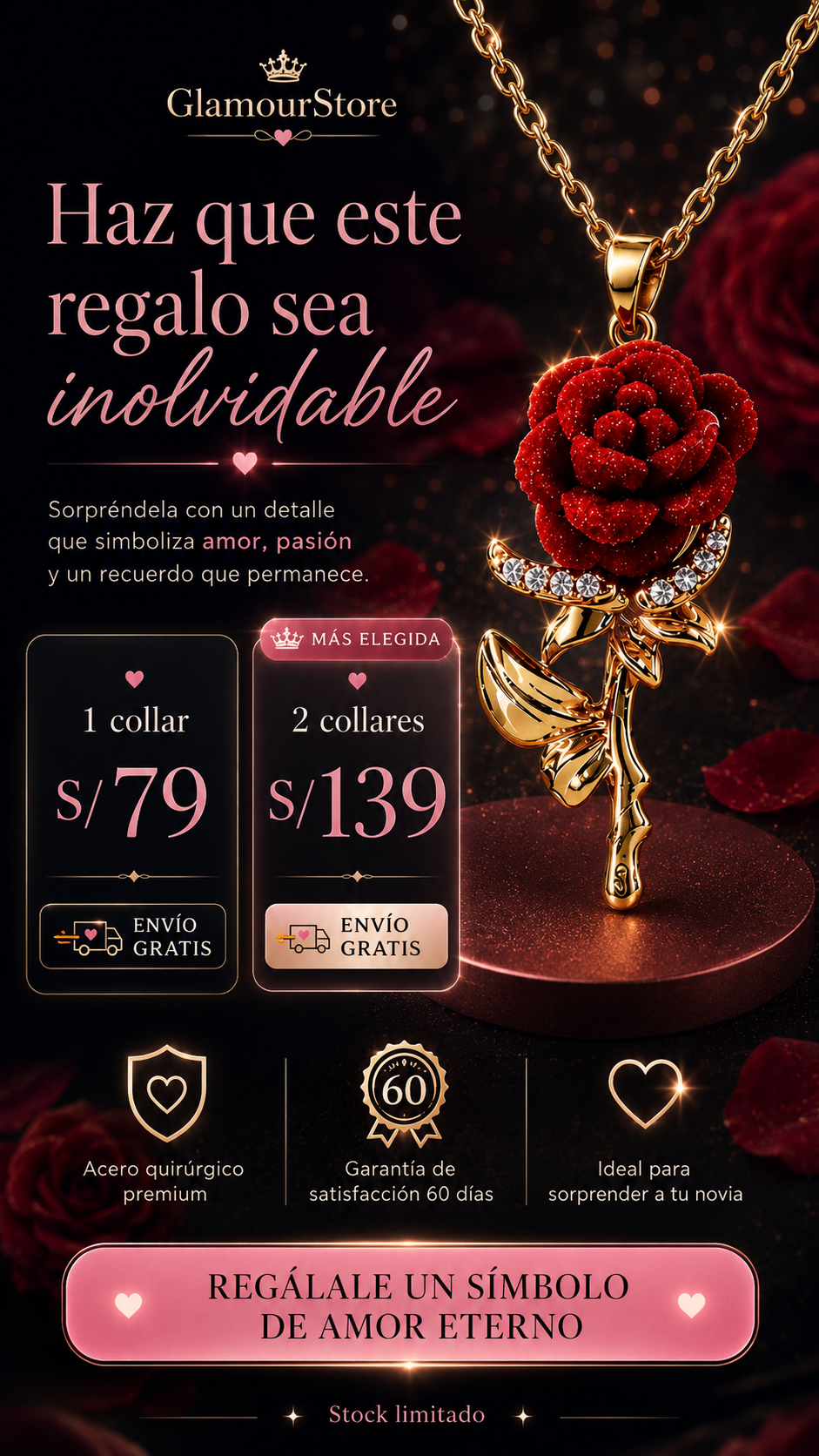 Collar rosa eterna