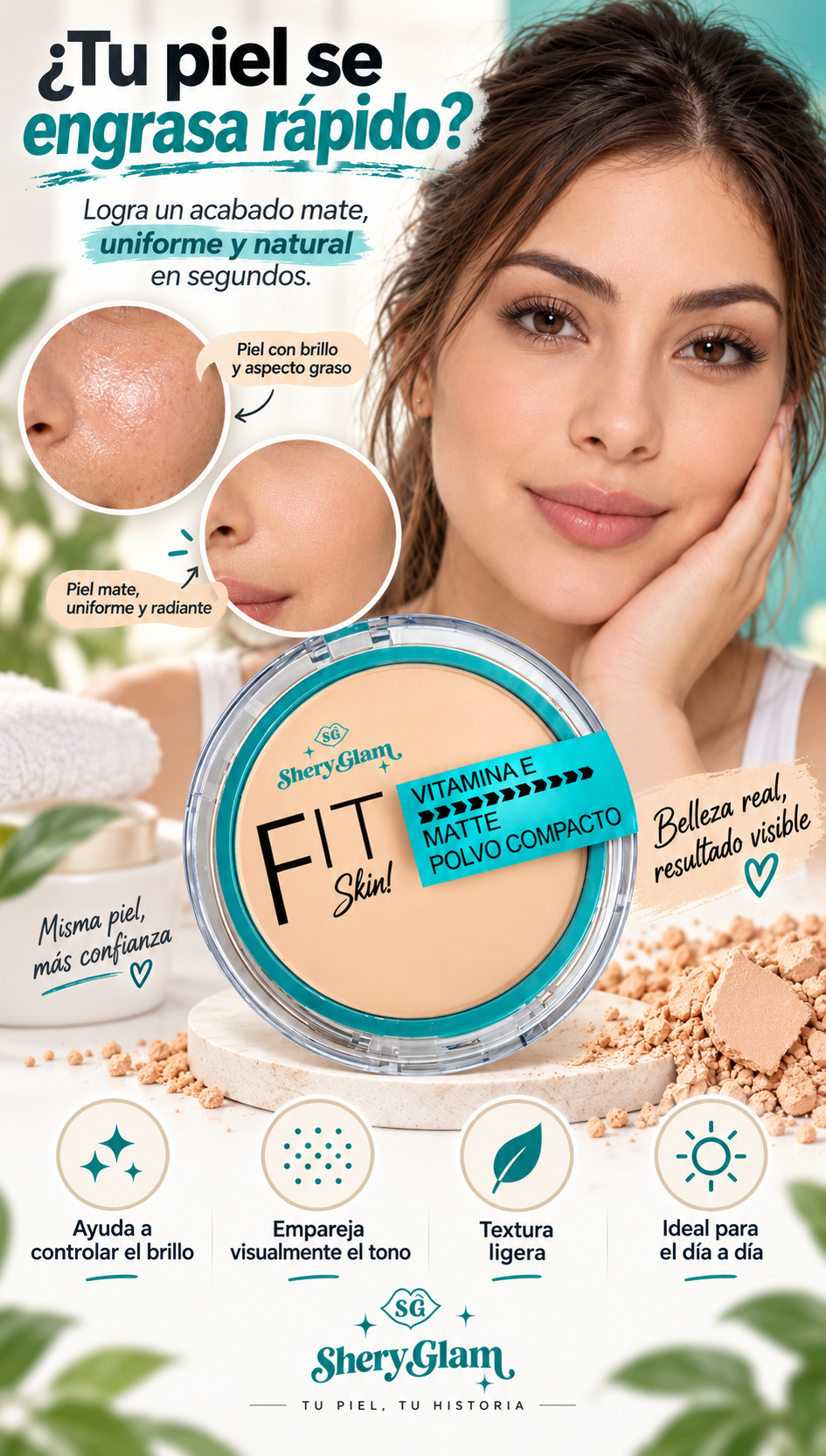 Polvo Compacto Matte FIT Skin con Vitamina E – SheryGlam