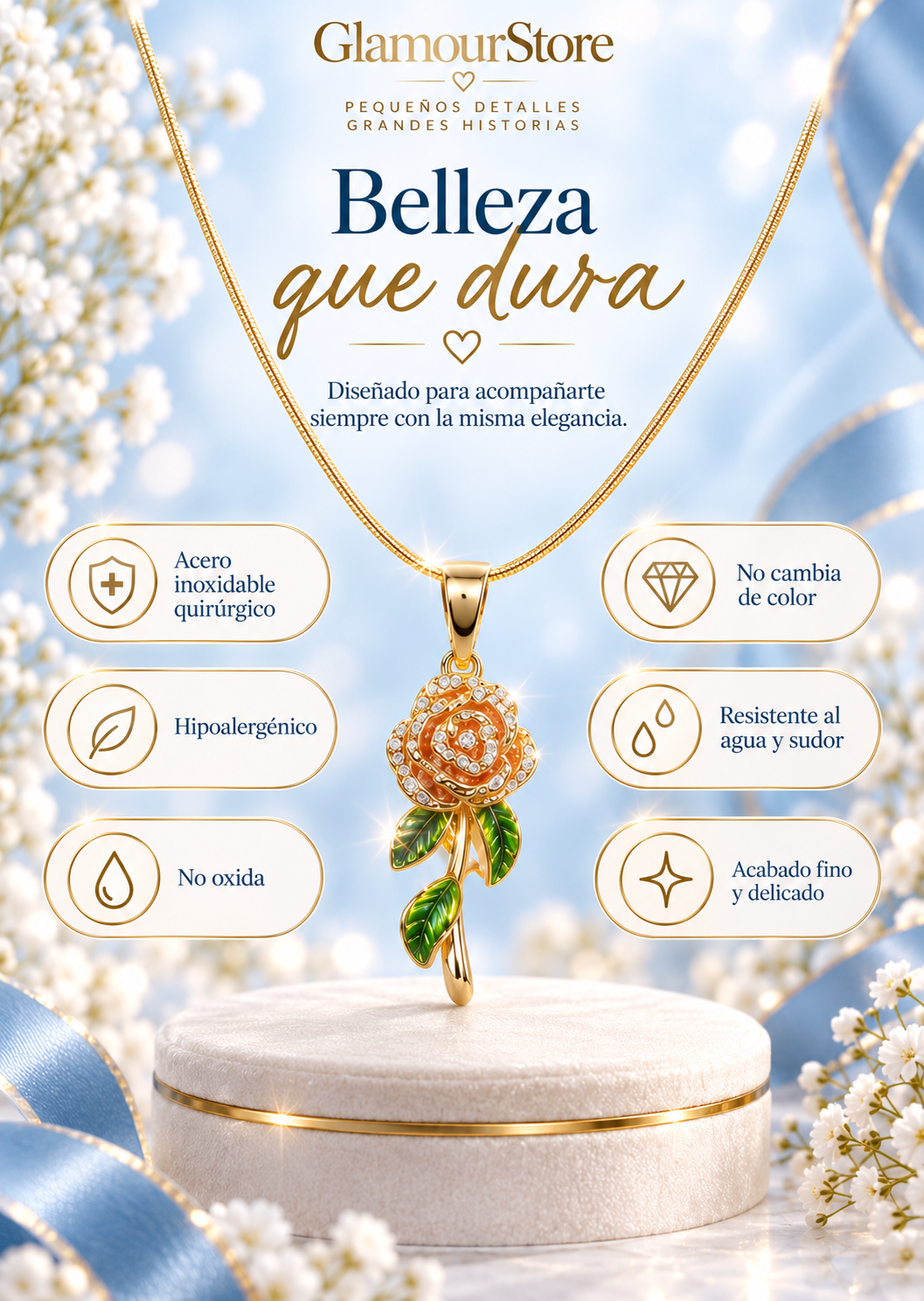 Collar Rosa del Amor eterno